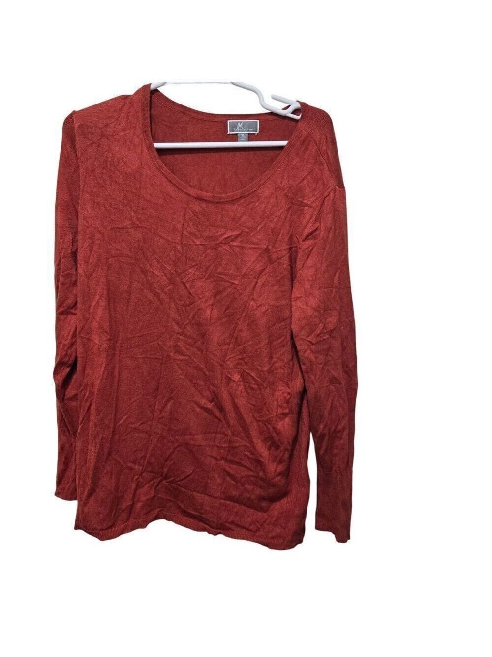 JM Collection Rust Sweater XL Studded Sleeve Knit Top